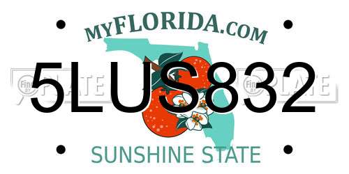 5LUS832 Florida License Plate