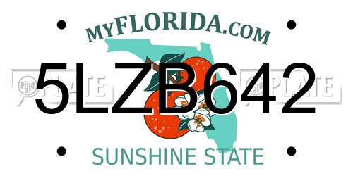 5LZB642 Florida License Plate