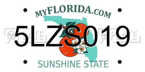 5LZS019 Florida License Plate