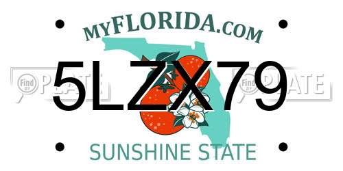 5LZX79 Florida License Plate
