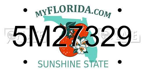 5M27329 Florida License Plate
