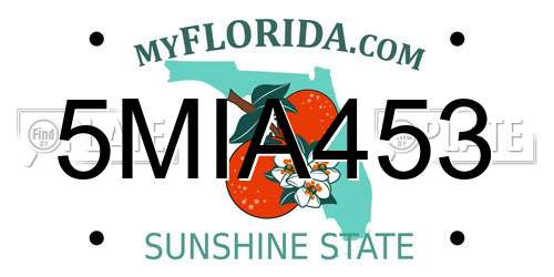 5MIA453 Florida License Plate