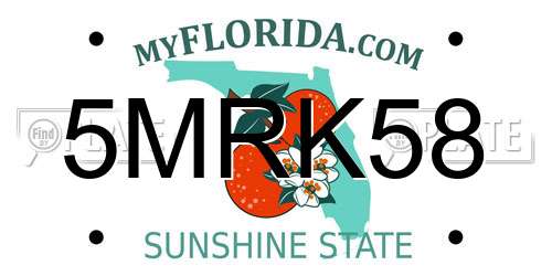 5MRK58 Florida License Plate