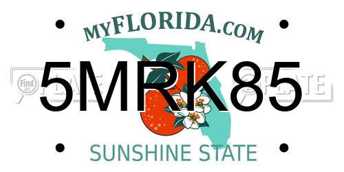 5MRK85 Florida License Plate