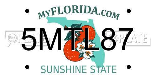 5MTL87 Florida License Plate