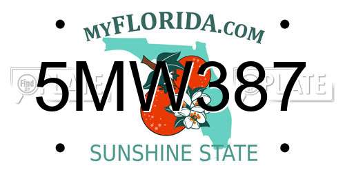 5MW387 Florida License Plate