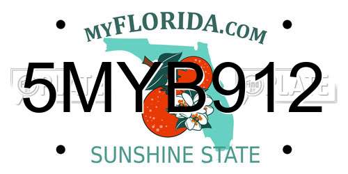 5MYB912 Florida License Plate