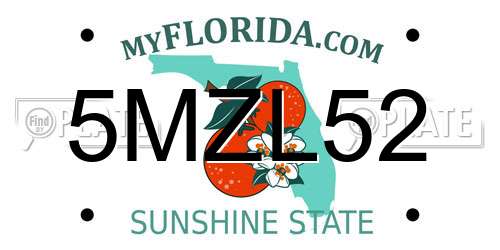 5MZL52 Florida License Plate
