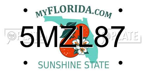 5MZL87 Florida License Plate