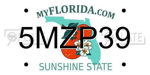 5MZP39 Florida License Plate