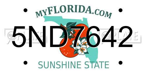 5ND7642 Florida License Plate
