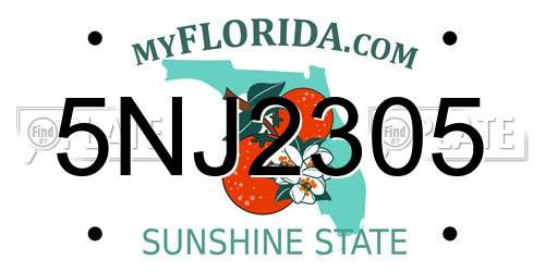 5NJ2305 Florida License Plate