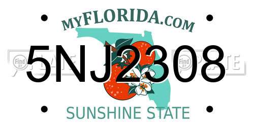 5NJ2308 Florida License Plate