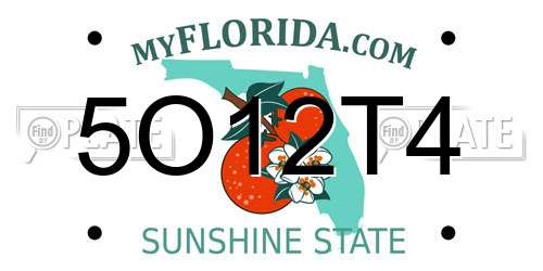 5O12T4 Florida License Plate