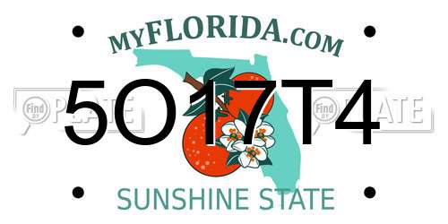 5O17T4 Florida License Plate