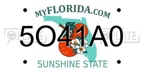 5O41A0 Florida License Plate