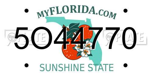 5O44770 Florida License Plate