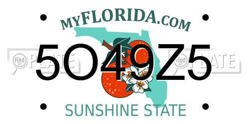 5O49Z5 Florida License Plate