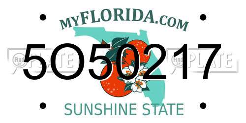 5O50217 Florida License Plate