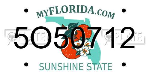 5O50712 Florida License Plate