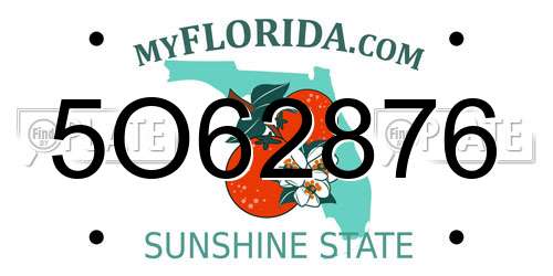 5O62876 Florida License Plate
