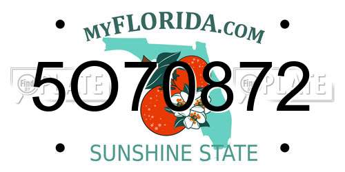5O70872 Florida License Plate