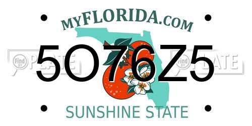 5O76Z5 Florida License Plate