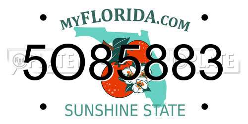5O85883 Florida License Plate