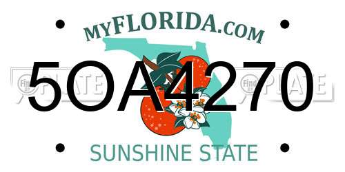 5OA4270 Florida License Plate