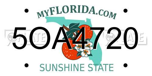5OA4720 Florida License Plate