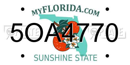 5OA4770 Florida License Plate