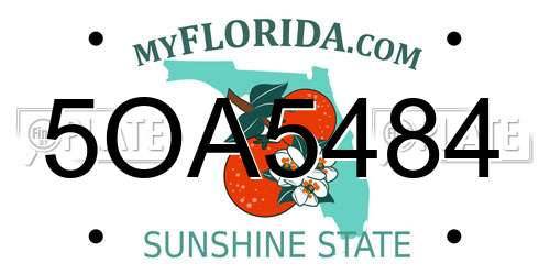 5OA5484 Florida License Plate