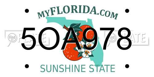 5OA978 Florida License Plate