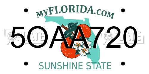 5OAA720 Florida License Plate