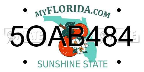 5OAB484 Florida License Plate