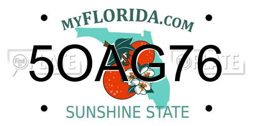 5OAG76 Florida License Plate