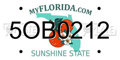 5OB0212 Florida License Plate