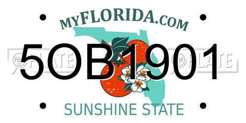 5OB1901 Florida License Plate