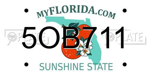 5OB711 Florida License Plate