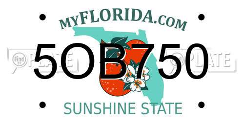5OB750 Florida License Plate