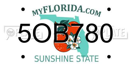 5OB780 Florida License Plate