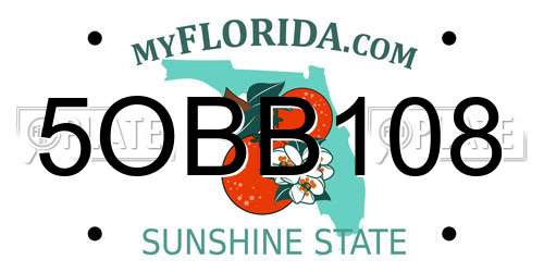 5OBB108 Florida License Plate