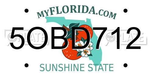 5OBD712 Florida License Plate