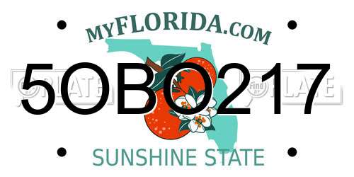 5OBO217 Florida License Plate