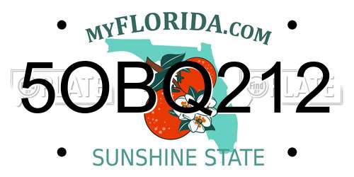 5OBQ212 Florida License Plate