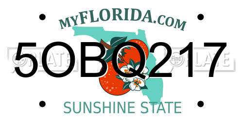 5OBQ217 Florida License Plate