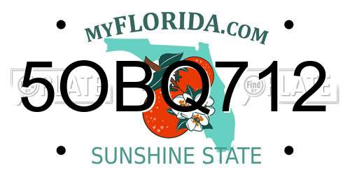 5OBQ712 Florida License Plate