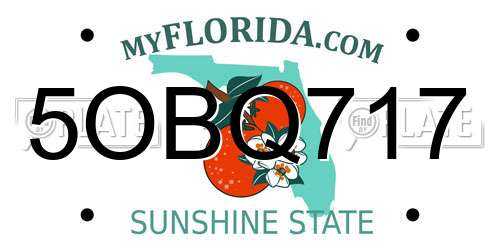5OBQ717 Florida License Plate