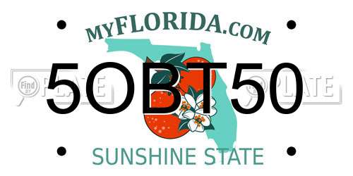 5OBT50 Florida License Plate