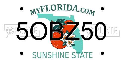 5OBZ50 Florida License Plate